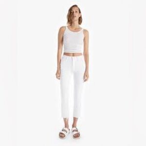 MOTHER Denim High Waisted Rascal Crop Fray in White (Fairest of them all)